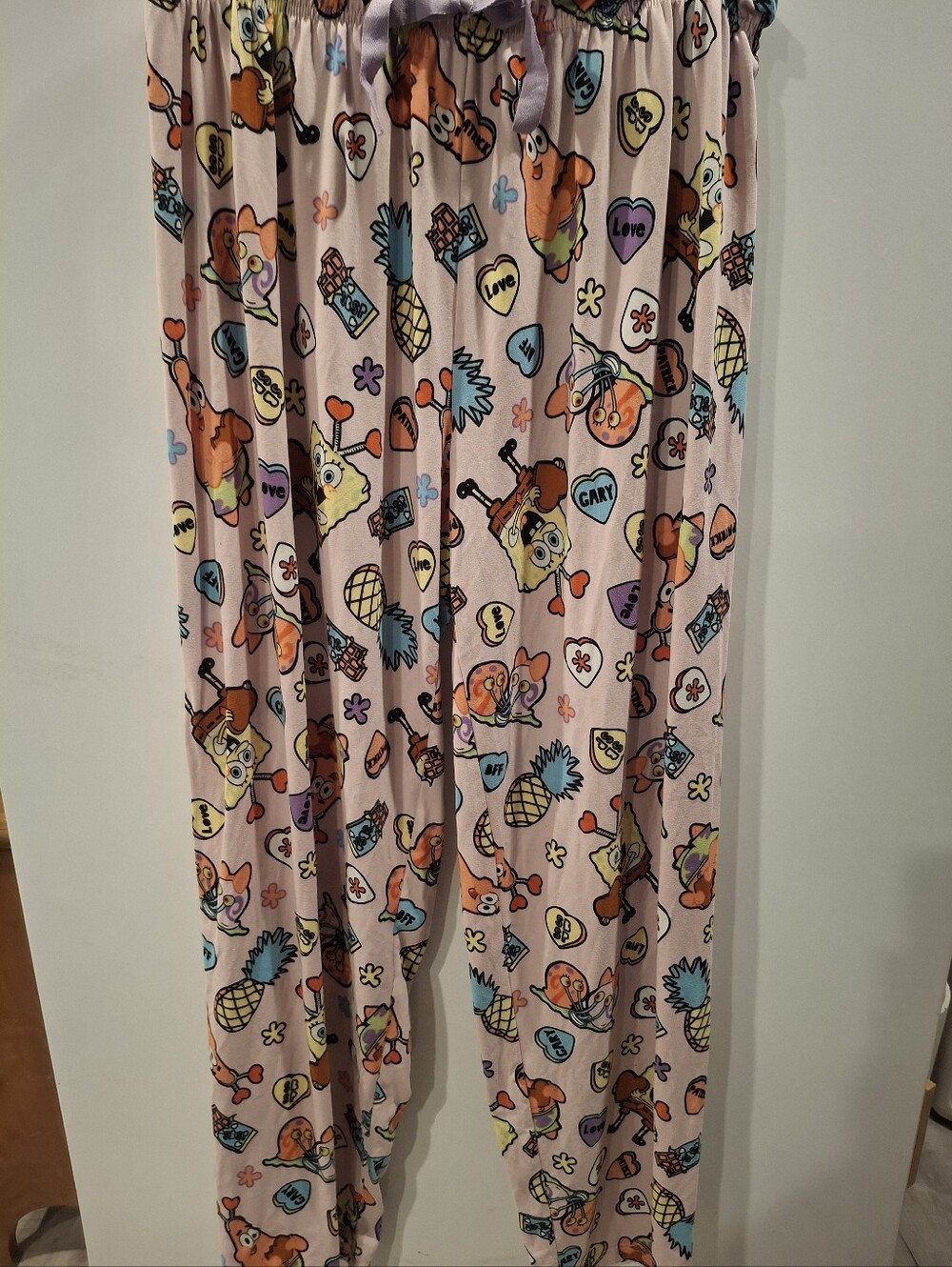 Womens Spongebob Pink Cartoon-Print Pajama Pants